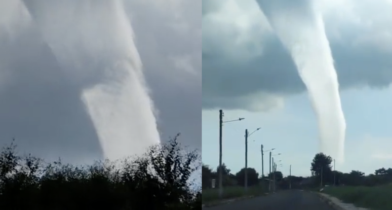 Tornado: moradores registram imagens impressionantes de enorme tromba d'água em Palmares do Sul (RS)