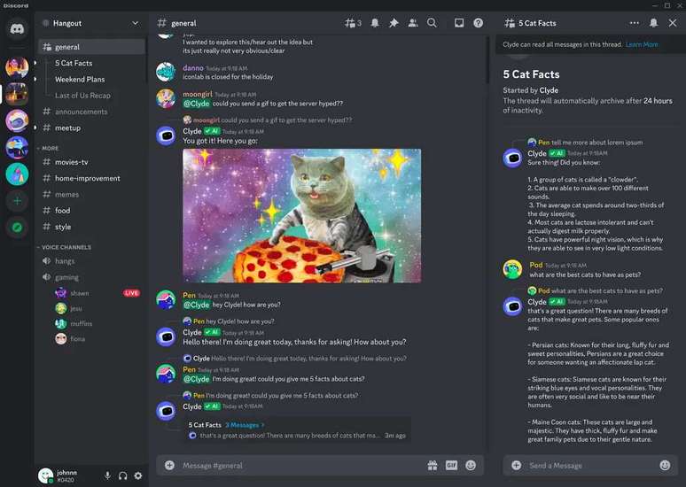 The Clyde bot is powered by artificial intelligence and can chat with Discord users.