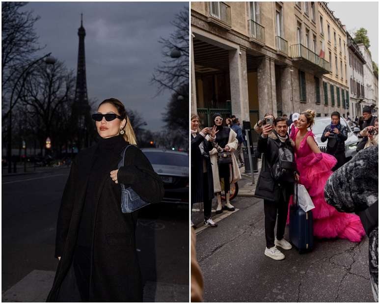 Sob holofotes, influenciadoras como Isabela Simões viram atração na chegada aos desfiles, posam para fotos com anônimos e vivem dias de celebridade 