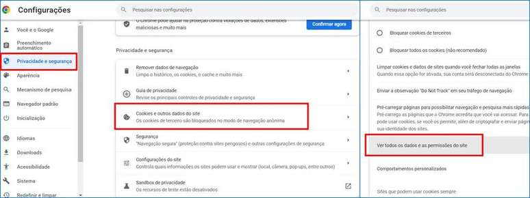 Clear a site's cache via Google Chrome (Image: Screenshot/Guilherme Haas/Canaltech)