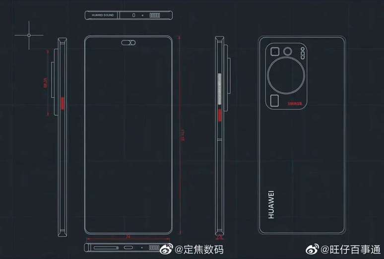 Leaked sketch shows the new look of the alleged Huawei P60 Pro (Image: Playback / Weibo) Leaked sketch shows the new look of the alleged Huawei P60 Pro (Image: Playback / Weibo)