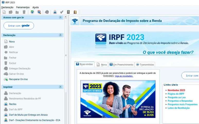 Overview of IRPF 2023 on Windows (Image: Screenshot/André Magalhães/Canaltech) Overview of IRPF 2023 on Windows (Image: Screenshot/André Magalhães/Canaltech)