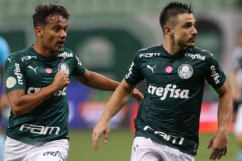 Scarpa e Bigode em ação pelo Palmeiras (Foto: Cesar Greco/Palmeiras)