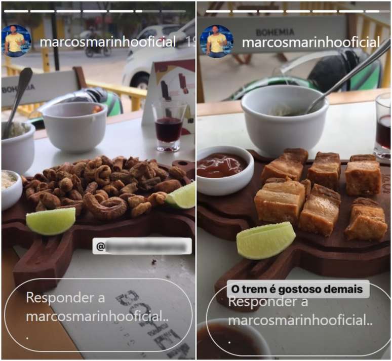 Pouco antes de ser assassinado, Marcos Marinho postou em seu perfil nas redes sociais fotos do prato que comia no restaurante e marcou o perfil do estabelecimento, apontando sua localização