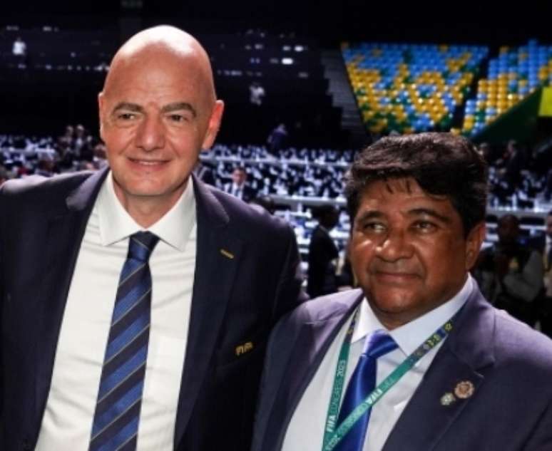 Gianni Infantino e Ednaldo Rodrigues no Congresso da Fifa