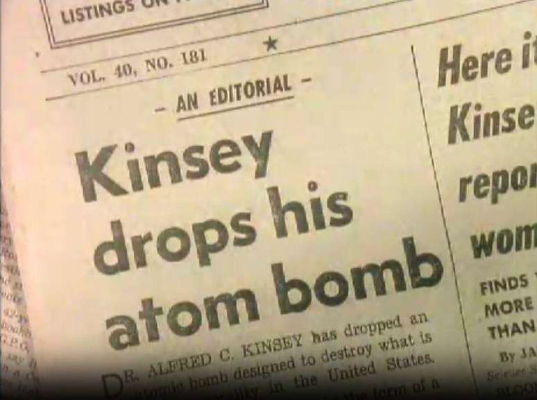 'Kinsey lança sua bomba atômica', diz o título do Jersey Journal