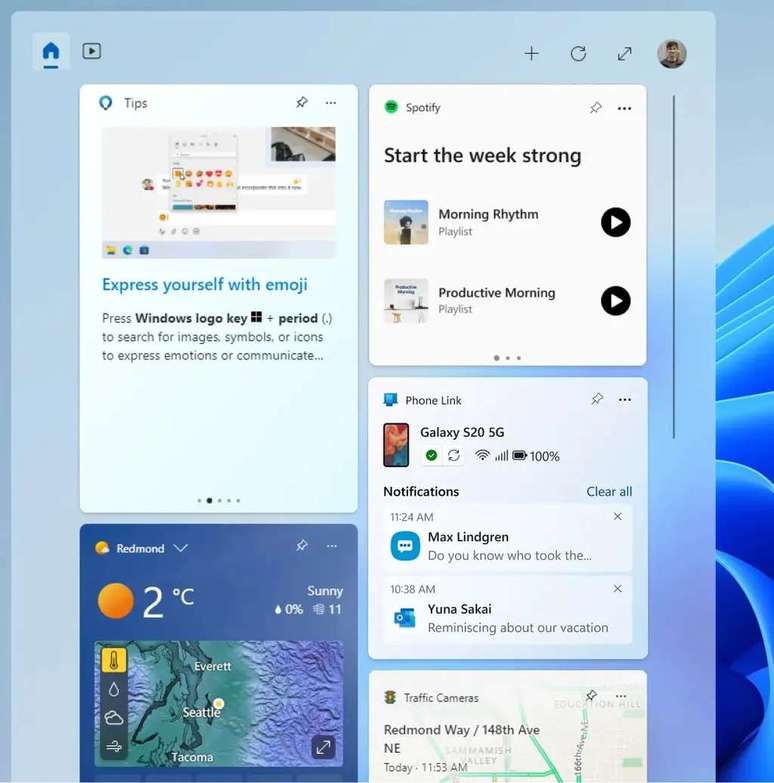 Third-party widgets can be used in Windows 11 (Image credit: Playback / Microsoft)