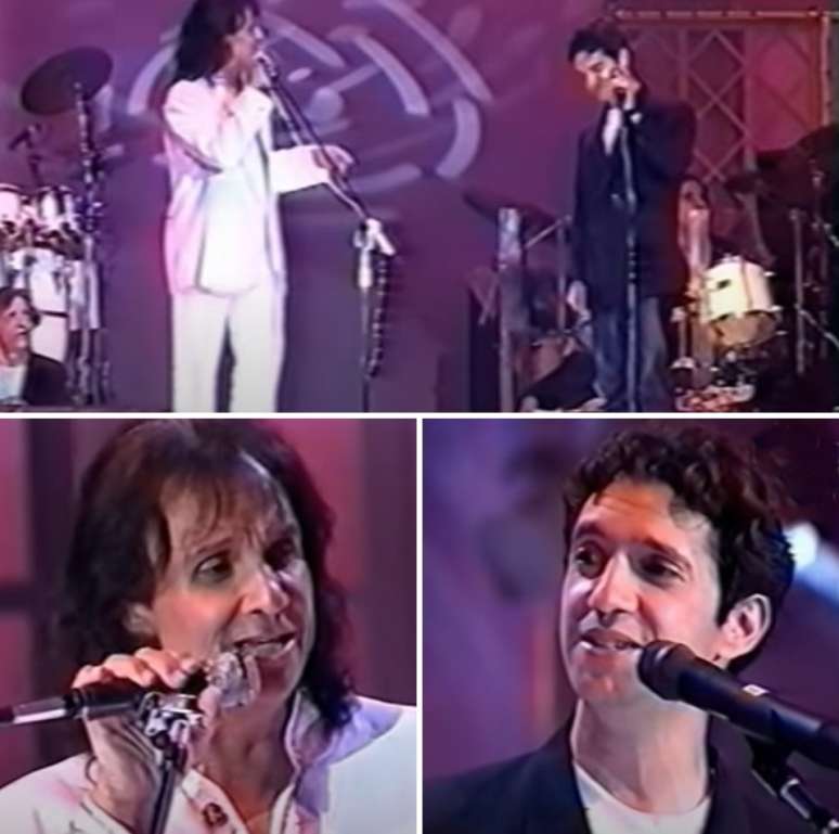 Sob forte emoção, pai e filho cantaram juntos no Especial de RC na Globo