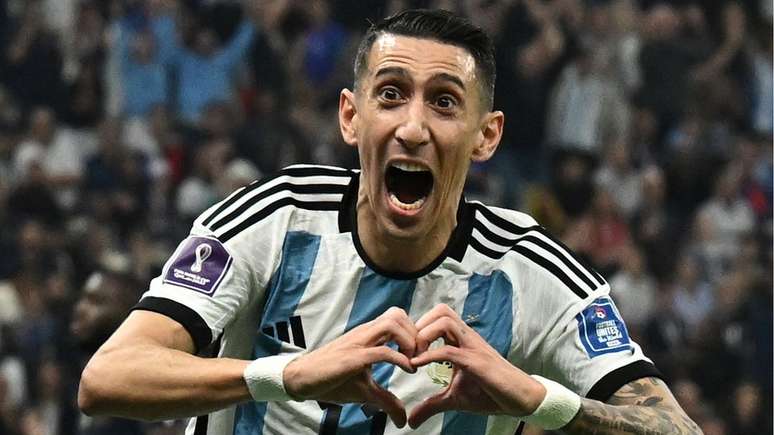Di María comemora o segundo gol da Argentina na final da Copa do Mundo de 2022