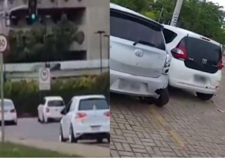 Motorista de BMW é suspeito de bater em carros durante racha e fugir no DF