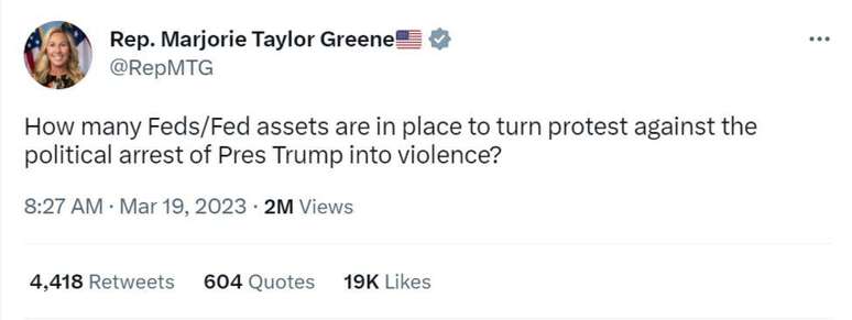 Deputada apoiadora de Trump questiona quantos agentes federais estariam supostamente infiltrados em protestos
