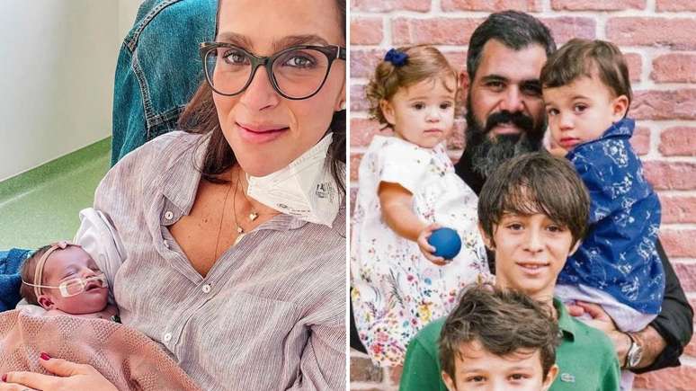 Letícia Cazarré e Juliano Cazarré com os filhos. Reprodução/Instagram