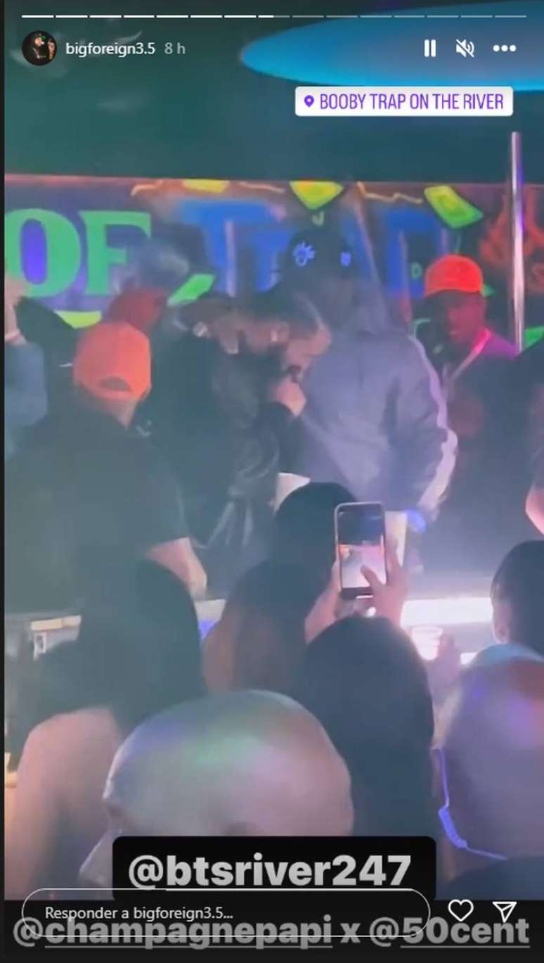 Rapper Drake em festa nos Estados Unidos horas antes de cancelar seu show no Lollapalooza Brasil em 2023