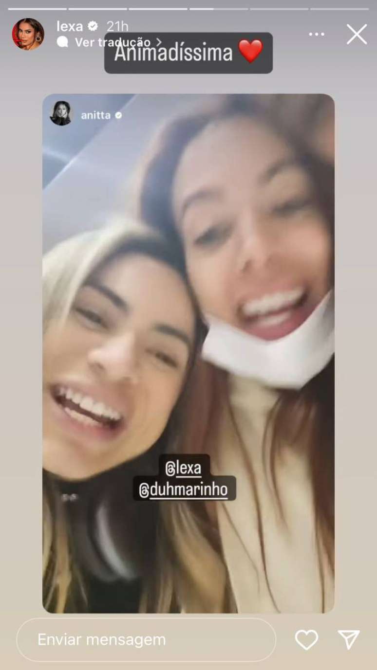 Lexa reposta vídeo com Anitta