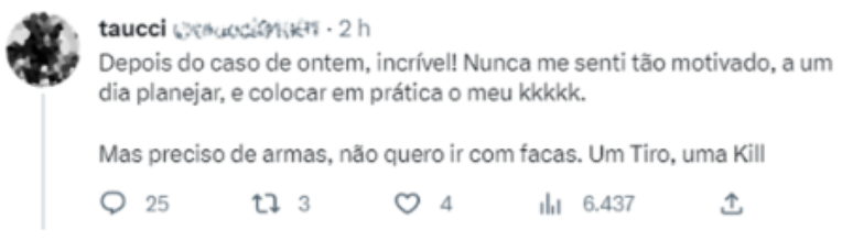Ap&oacute;s o ataque, usu&aacute;rios expressaram o desejo de cometer atos similares