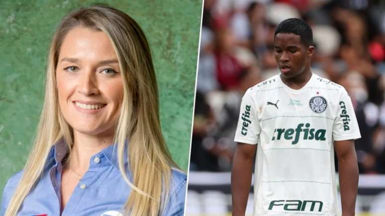 Ana Thaís Matos disse que Endrick precisa voltar ao Sub-20 (Fabio Menotti/Palmeiras e Reprodução/Sportv)