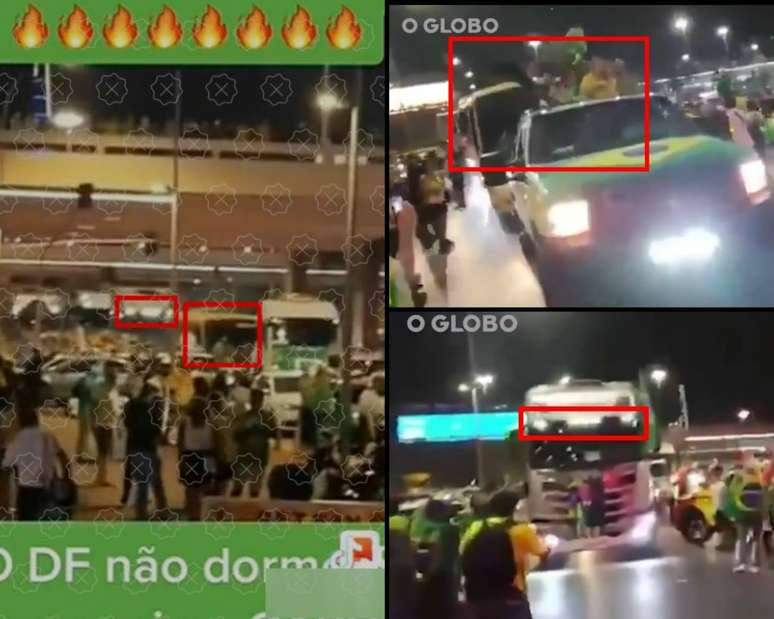 Comparativo mostra elementos idênticos entre vídeo difundido pelas peças checadas e registro que mostra a invasão da Esplanada em 6 de setembro de 2021