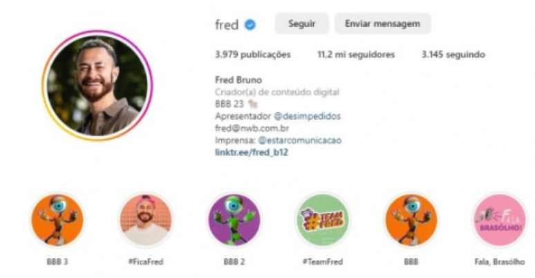 Fred agora é Fred Bruno nas redes sociais (Foto: Reprodução/Instagram)