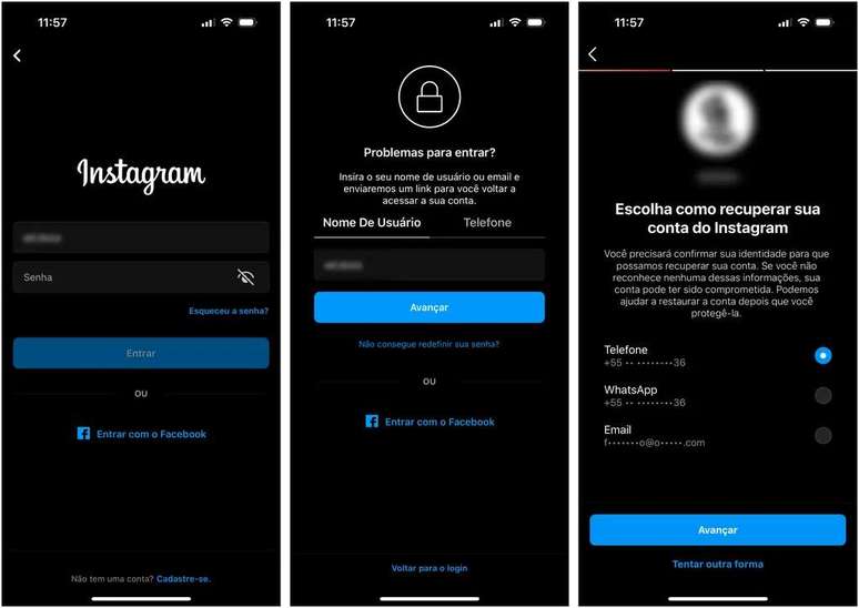 Request a recovery link from Instagram (Image: Thiago Furquim/Canaltech)