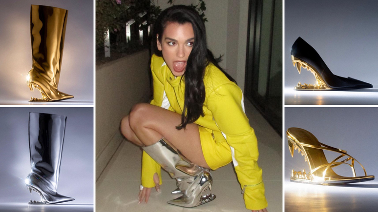Dua Lipa com sapato da GCDS 