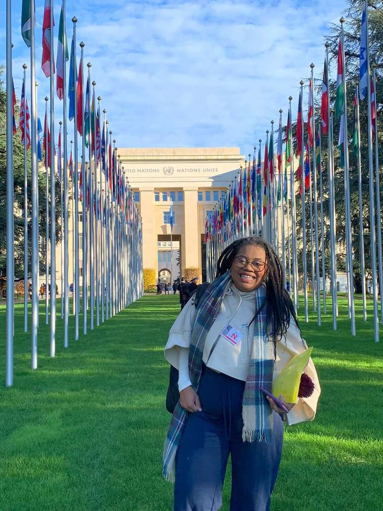 Na sede da ONU, em 2022: representando o Movimento Vidas Negras com Deficiência Importam