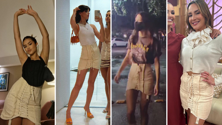 Celebrities wear a braided skirt in front (Photo: Instagram/Playback) Celebrities wear a braided skirt in front (Photo: Instagram/Playback)