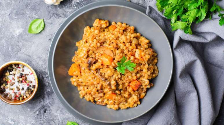 Risoto de abóbora com carne-seca