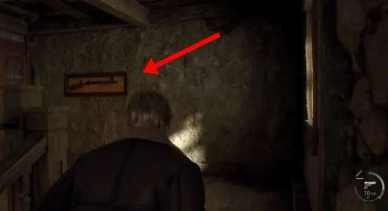 Anyone who remembers the original Resident Evil 4 should have no problem finding the shotgun right at the start of the remake (Image: Screenshot/Felipe Demartini/Canaltech) Anyone who remembers the original Resident Evil 4 should have no problem finding the shotgun right at the start of the remake (Image: Screenshot/Felipe Demartini/Canaltech)