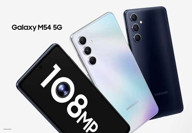 More powerful, Galaxy M54 5G bets on a 6.7-inch AMOLED screen with 120Hz, a faster chip and a large 6,000mAh battery (Image: Disclosure/Samsung) More powerful, Galaxy M54 5G bets on a 6.7-inch AMOLED screen with 120Hz, a faster chip and a large 6,000mAh battery (Image: Disclosure/Samsung)