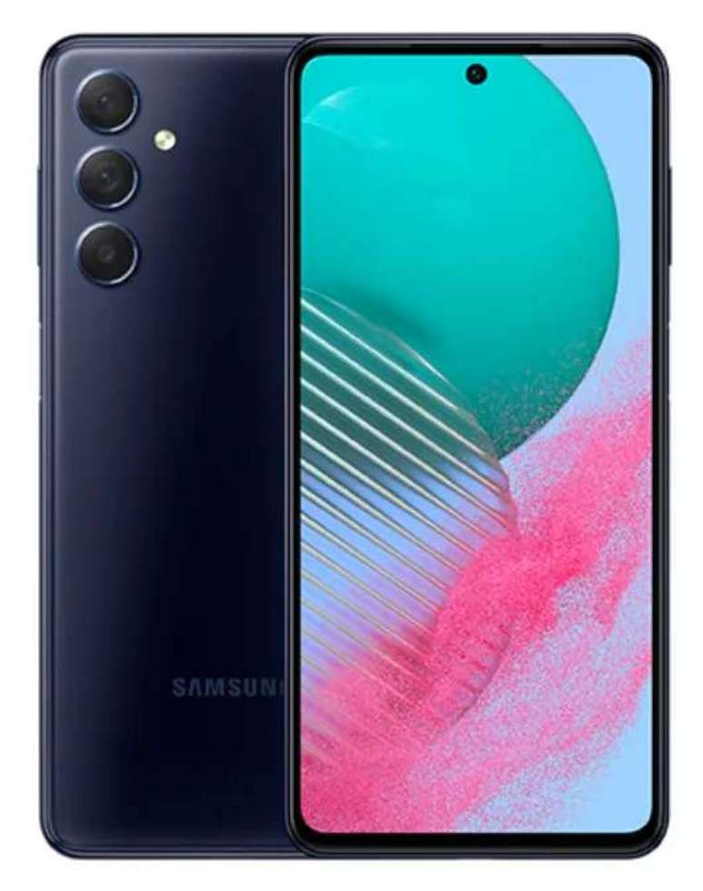 Galaxy M54 5G in blue color (Image: Disclosure/Samsung) Galaxy M54 5G in blue color (Image: Disclosure/Samsung)