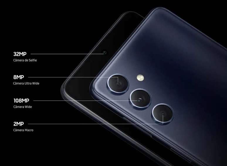 Galaxy M54 5G replaces depth sensor with 8MP ultrawide camera for expansive photos and videos (Image: Disclosure/Samsung) Galaxy M54 5G replaces depth sensor with 8MP ultrawide camera for expansive photos and videos (Image: Disclosure/Samsung)