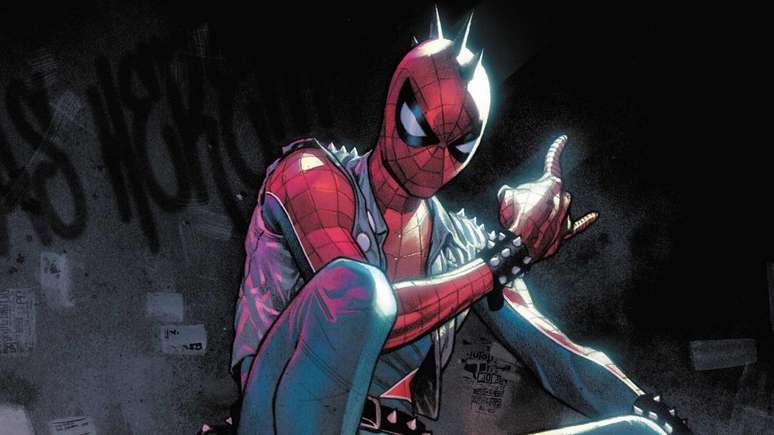 Spider-Punk é uma variação de Hobie Brown, amigo de Peter Parker.