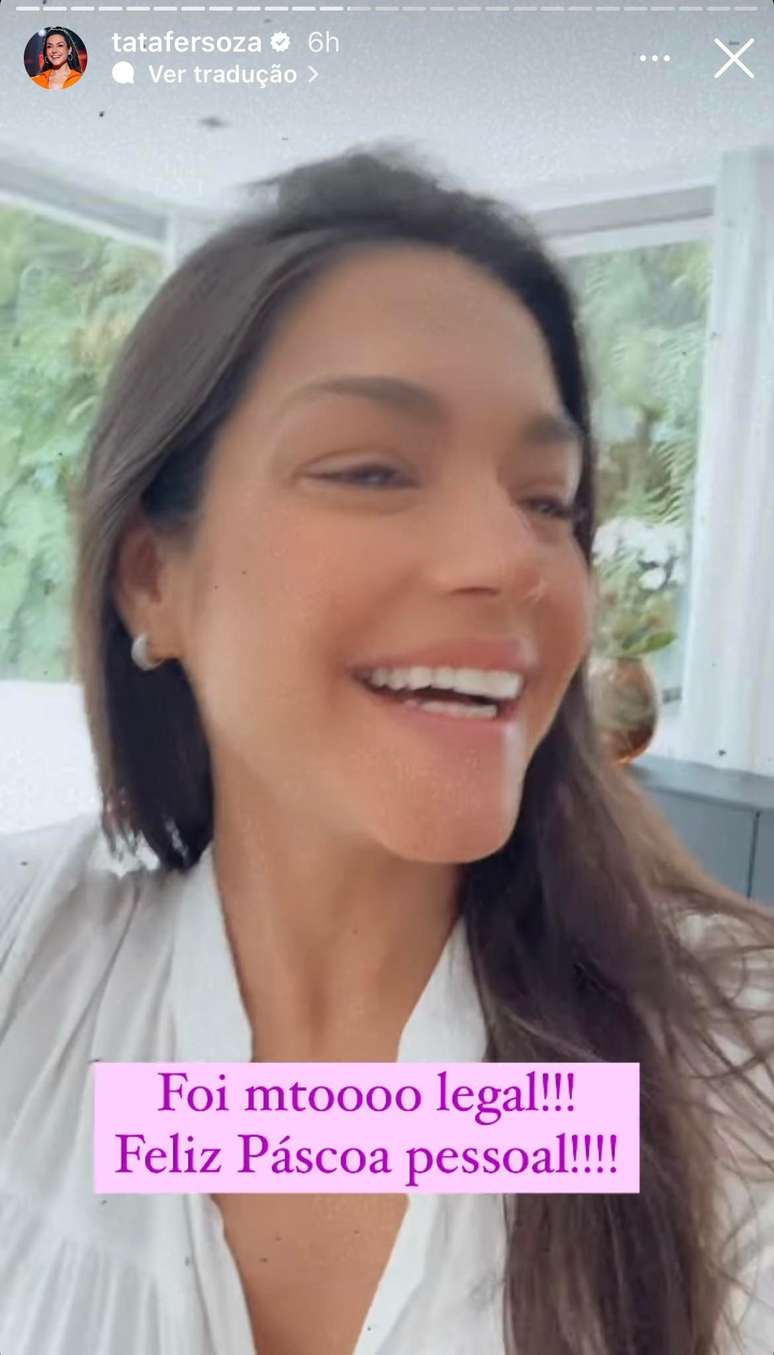 On an egg hunt, Thais Fersoza delights in showing her children: ‘Very happy’