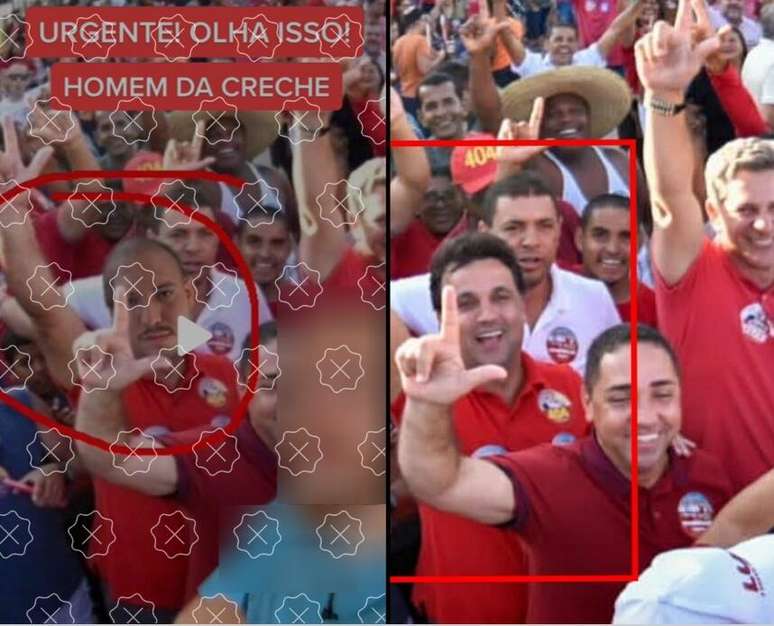 Comparativo entre a montagem (à esq.) e a foto original (à dir.)