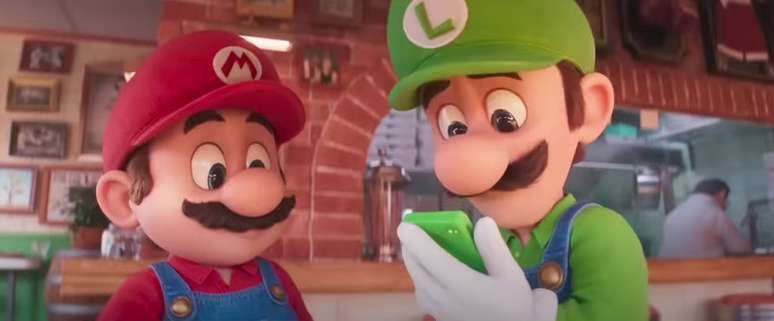 Mario e Luigi dentro da Pizzaria Punch-Out