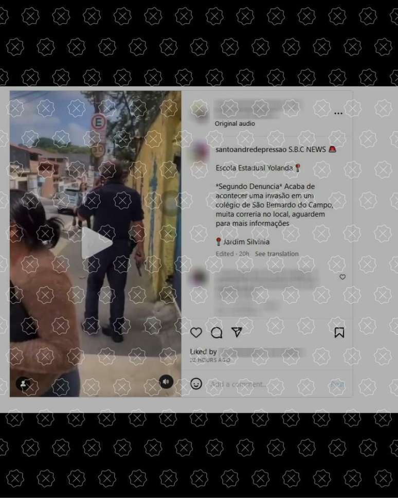 Posts enganam ao afirmar que escola estadual de S&atilde;o Bernardo do Campo (SP) sofreu tentativa de atentado na &uacute;ltima quarta-feira (11)