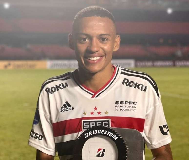 Caio Matheus se destacou em 2022 ao marcar um gol na vitória do São Paulo contra o Ayacucho pela Copa Sul-Americana (Reprodução/ São Paulo FC)