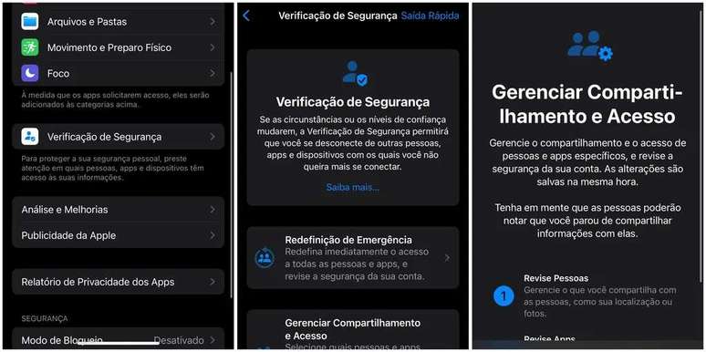 Access information about sharing data with other people and apps on the iPhone (Image: Screenshot/Thiago Furquim/Canaltech) Access information about sharing data with other people and apps on the iPhone (Image: Screenshot/Thiago Furquim/Canaltech)