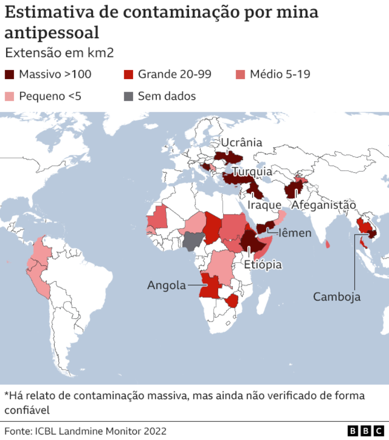 Gráfico mostra onde ficam as minas