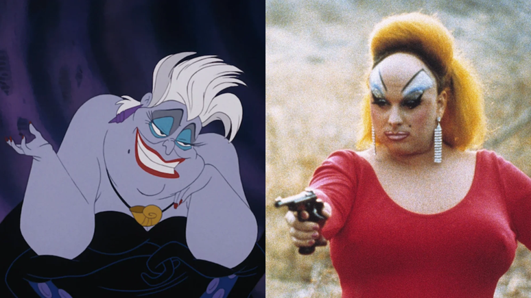 &Agrave; esquerda, &Uacute;rsula em A Pequena Sereia; &agrave; direita, Divine em Pink Flamingos.