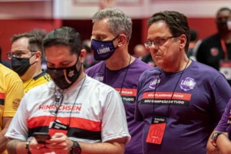Rodolfo Landim e Dunshee nas eleições de 2021 (Foto: Paula Reis/Flamengo)
