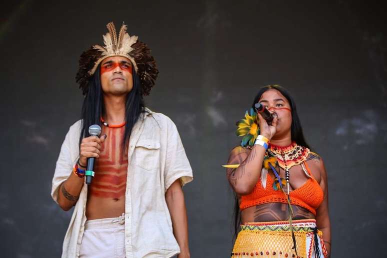 No Festival do Futuro, Kaê dividiu o palco com outros artistas indígenas que ela fez questão de chamar
