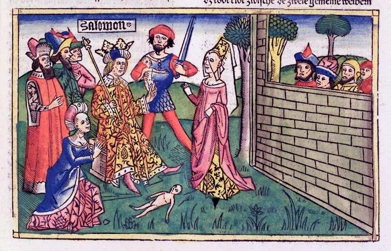 Representation of the Solomon paradox in 15th century German manuscript