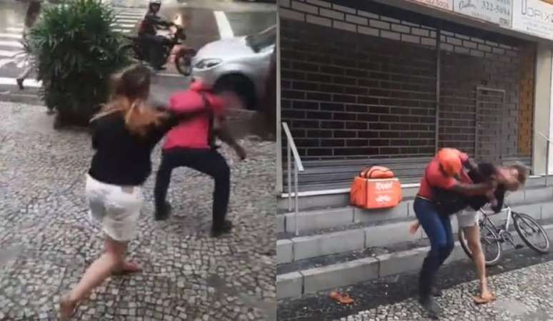 Sandra Mathias foi flagrada agredindo entregadores em São Conrado (Foto: Reprodução)