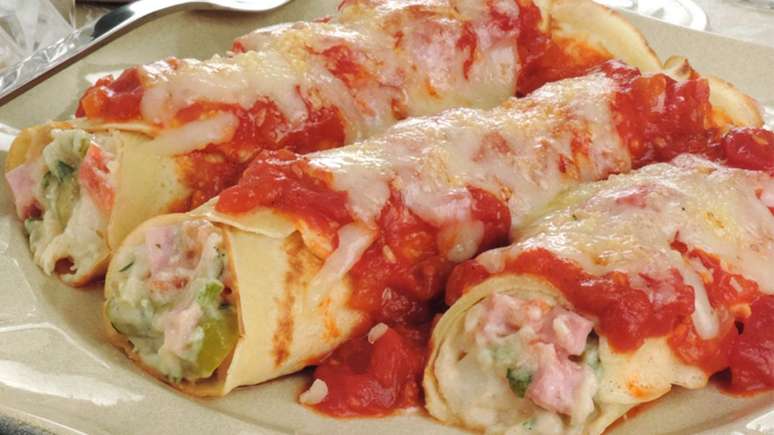 Panqueca de palmito e presunto