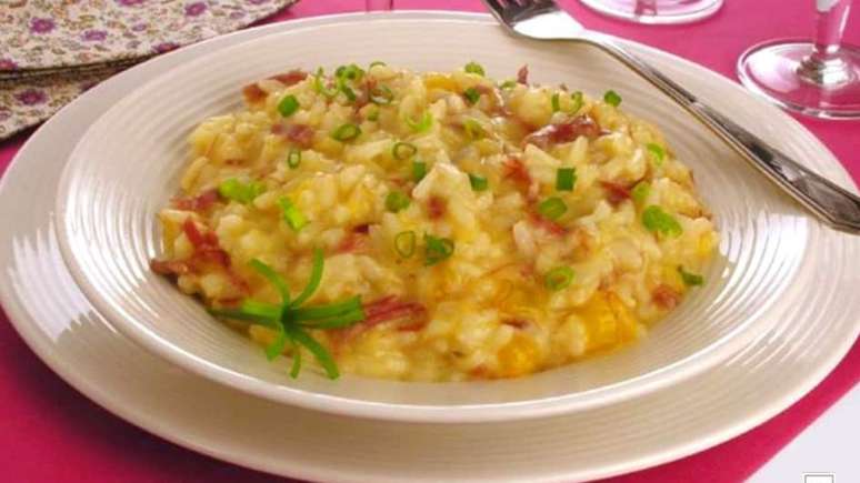 Risoto de abóbora com carne-seca