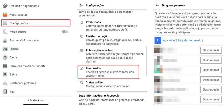 Try to add a person to your list of blocked profiles to find out if they deleted their account or blocked you (Image: Screenshot/Thiago Furquim/Canaltech)