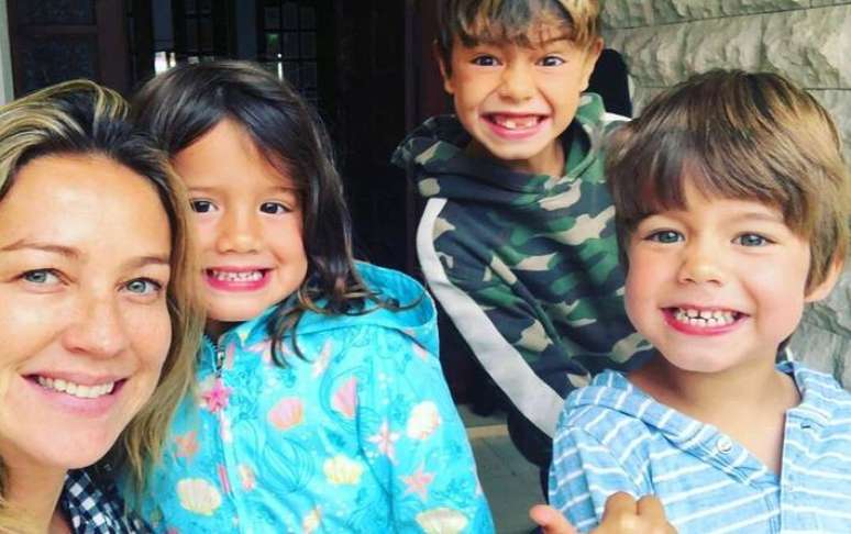 Luana Piovani with her children Dom, Liz and Bem Luana Piovani with her children Dom, Liz and Bem