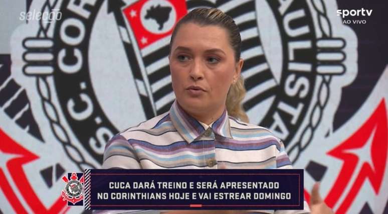 Equipe feminina do Corinthiansse posicionou sobre a contratação do técnico Cuca (Foto: Reprodução/ Sportv)