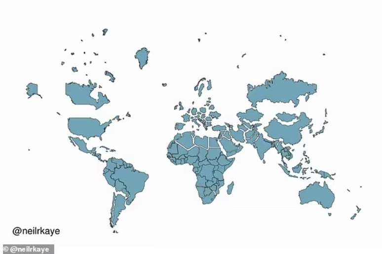 A África é, na verdade, três vezes o tamanho da América do Norte e também significativamente maior que a Rússia